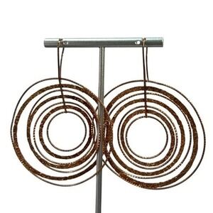 Italian JCK 925 10K Vermeil Etched Floral Hoop Earrings 3″ Statement‎ Boho Chic
